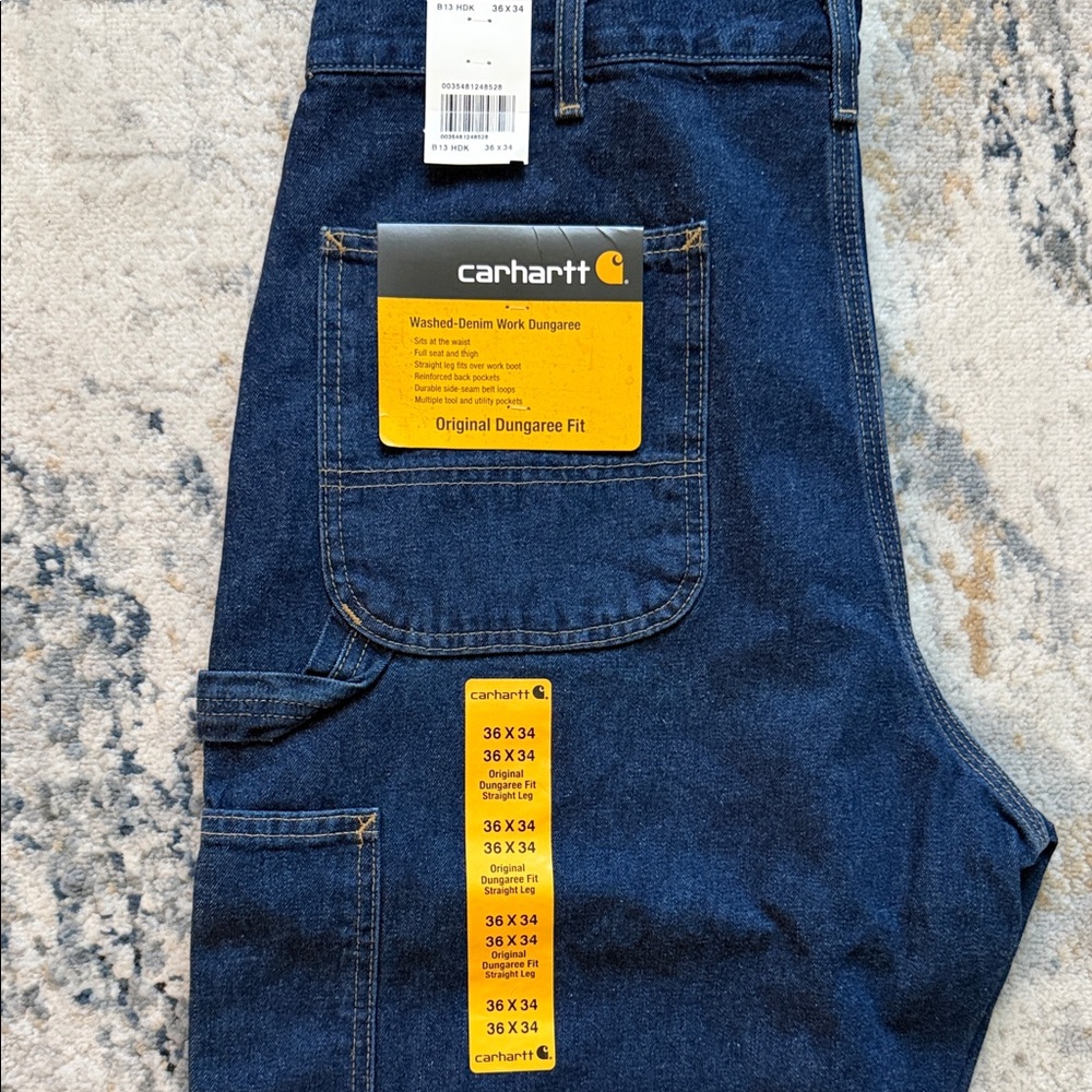 Carhartt Men's Dark Blue Straight Denim Jeans Size: 36X33